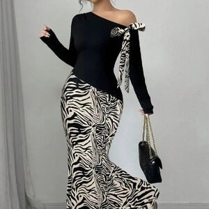Zebra Print Maxi Skirt